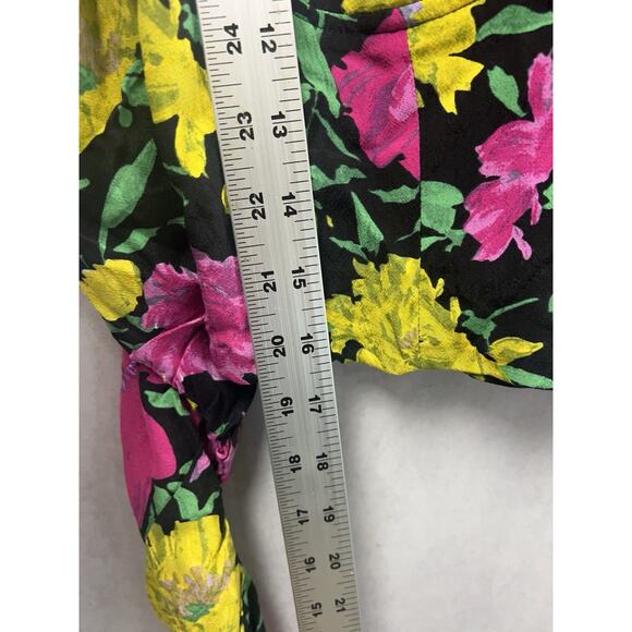 ZARA Floral Peasant Preppy Blouse Crop Top Size Large NWT - Picture 6 of 12